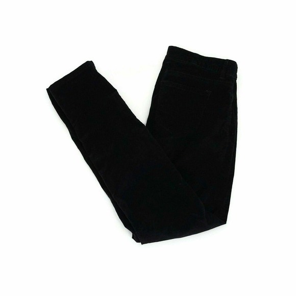 Madison Womens Corduroy Slim Pants Black Mid Rise Pockets Stretch 6 - Picture 1 of 9
